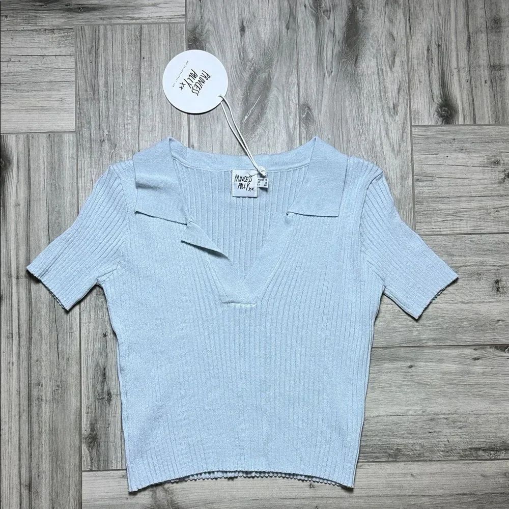 Princess Polly Sky Blue Short Sleeve Crop Top